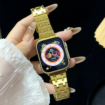 For Apple Watch Ultra 49mm Double T Stainless Steel Watch Band(Gold) by bashfashion