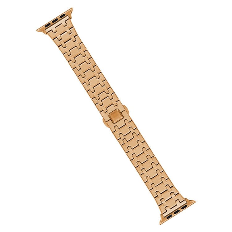 For Apple Watch Ultra 49mm Double T Stainless Steel Watch Band(Rose Gold) by bashfashion