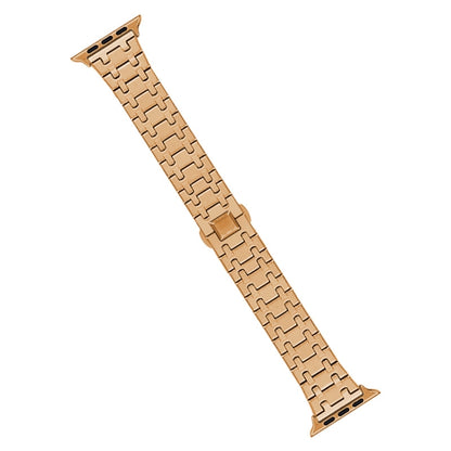 For Apple Watch Ultra 49mm Double T Stainless Steel Watch Band(Rose Gold) by bashfashion