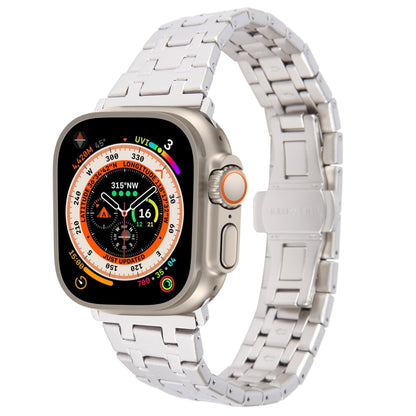 For Apple Watch Ultra 49mm Double T Stainless Steel Watch Band(Starlight) by bashfashion