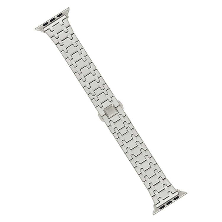 For Apple Watch Ultra 49mm Double T Stainless Steel Watch Band(Starlight) by bashfashion