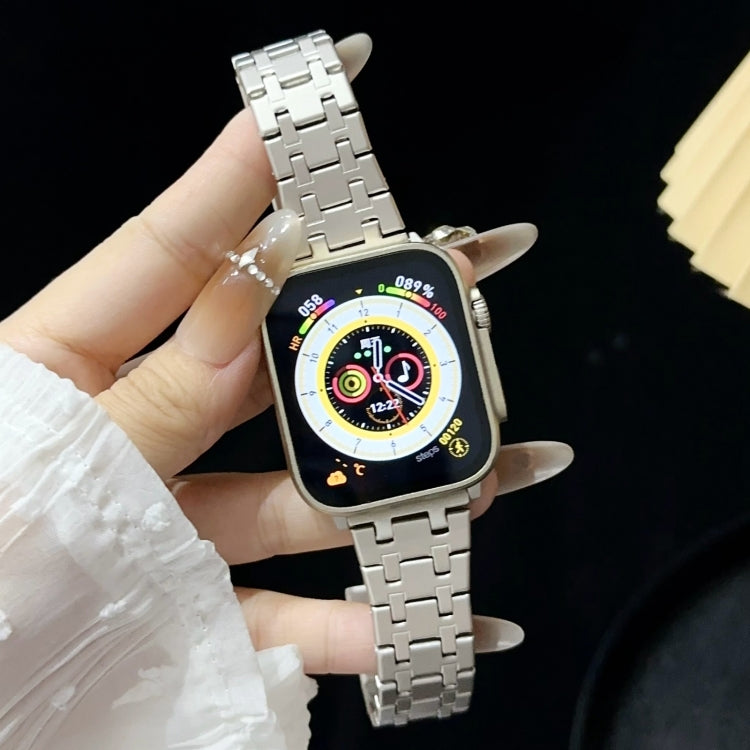 For Apple Watch Ultra 49mm Double T Stainless Steel Watch Band(Starlight) by bashfashion