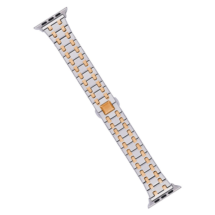 For Apple Watch Ultra 49mm Double T Stainless Steel Watch Band(Silver Rose Gold) by bashfashion