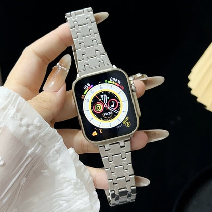 For Apple Watch SE 2022 40mm Double T Stainless Steel Watch Band(Silver) by bashfashion