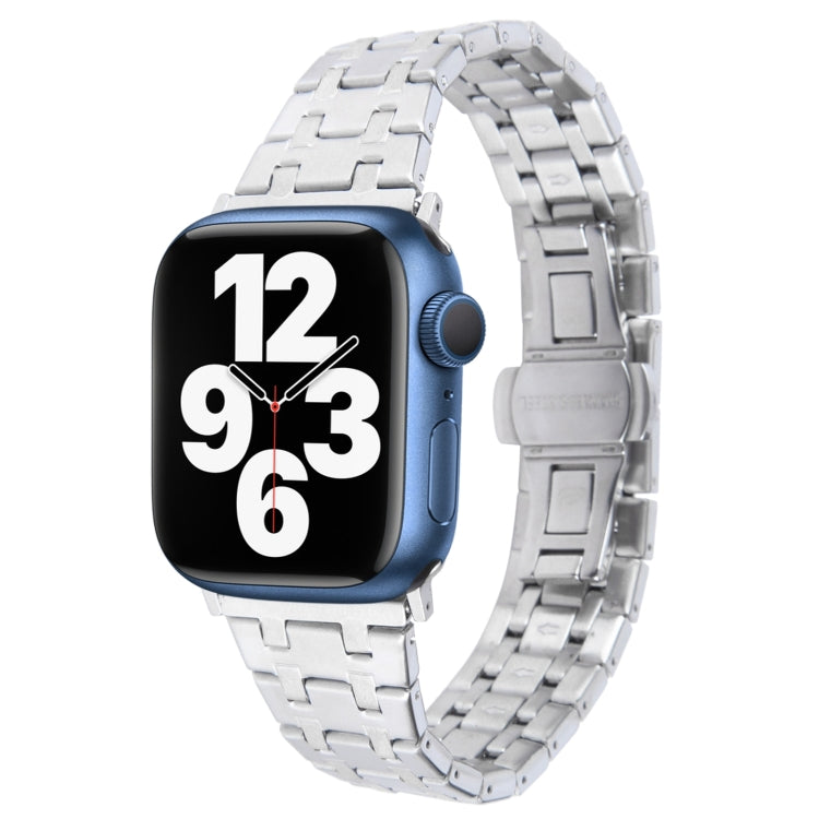 For Apple Watch Series 7 41mm Double T Stainless Steel Watch Band(Silver) by bashfashion