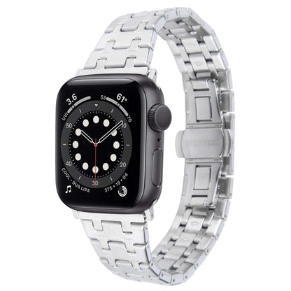 For Apple Watch Series 6 40mm Double T Stainless Steel Watch Band(Silver) by bashfashion