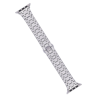 For Apple Watch Series 6 40mm Double T Stainless Steel Watch Band(Silver) by bashfashion