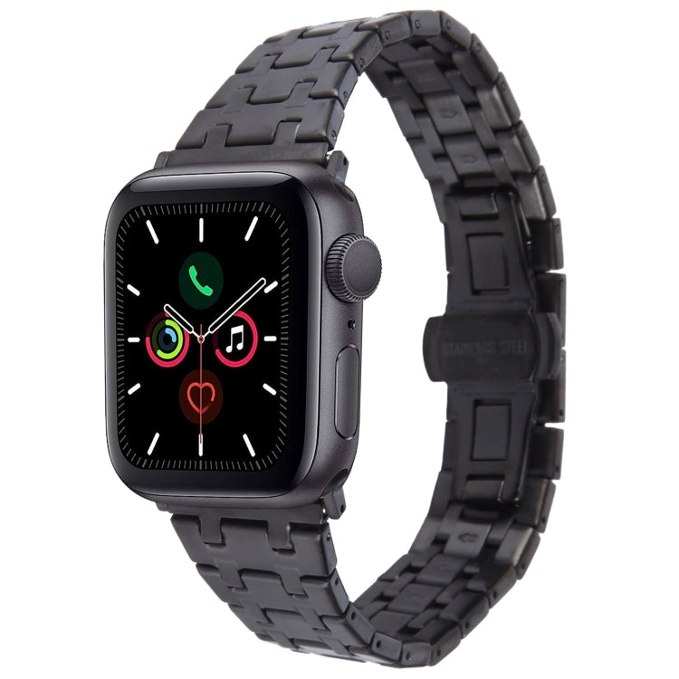 For Apple Watch Series 5 44mm Double T Stainless Steel Watch Band(Black) by bashfashion