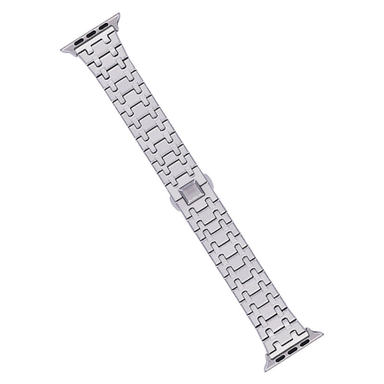 For Apple Watch Series 5 44mm Double T Stainless Steel Watch Band(Silver) by bashfashion