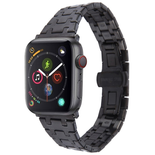 For Apple Watch Series 4 44mm Double T Stainless Steel Watch Band(Black) by bashfashion