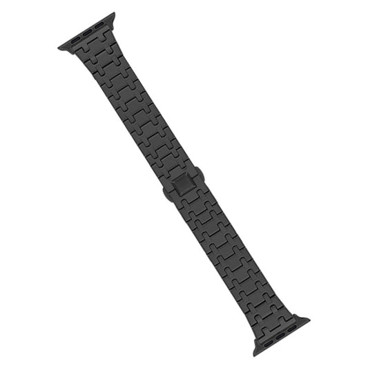 For Apple Watch Series 3 38mm Double T Stainless Steel Watch Band(Black) by bashfashion