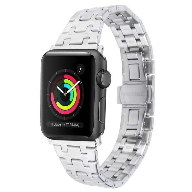 For Apple Watch Series 3 42mm Double T Stainless Steel Watch Band(Silver) by bashfashion