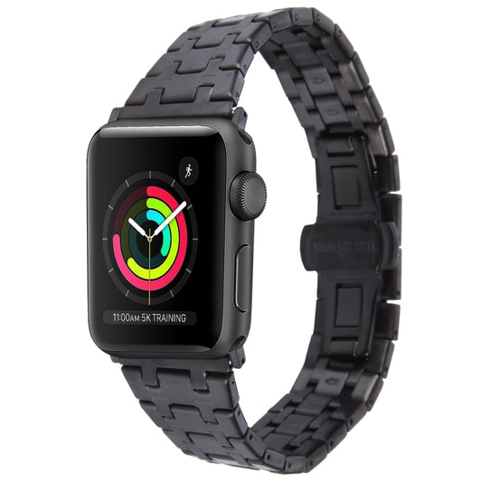 For Apple Watch Series 2 42mm Double T Stainless Steel Watch Band(Black) by bashfashion