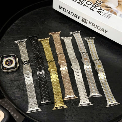 For Apple Watch Ultra 49mm Double T Stainless Steel Watch Band(Gold) by bashfashion