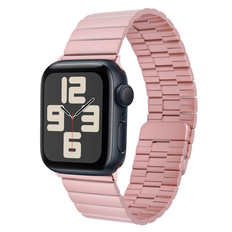 For Apple Watch SE 2023 44mm Bamboo Stainless Steel Magnetic Watch Band(Pink) by bashfashion