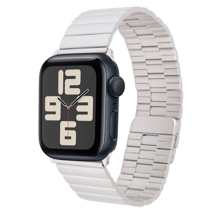For Apple Watch SE 2023 44mm Bamboo Stainless Steel Magnetic Watch Band(Starlight) by bashfashion
