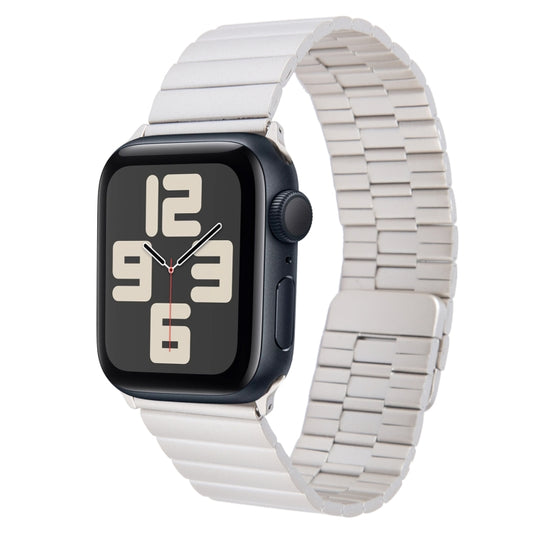 For Apple Watch SE 2023 44mm Bamboo Stainless Steel Magnetic Watch Band(Starlight) by bashfashion
