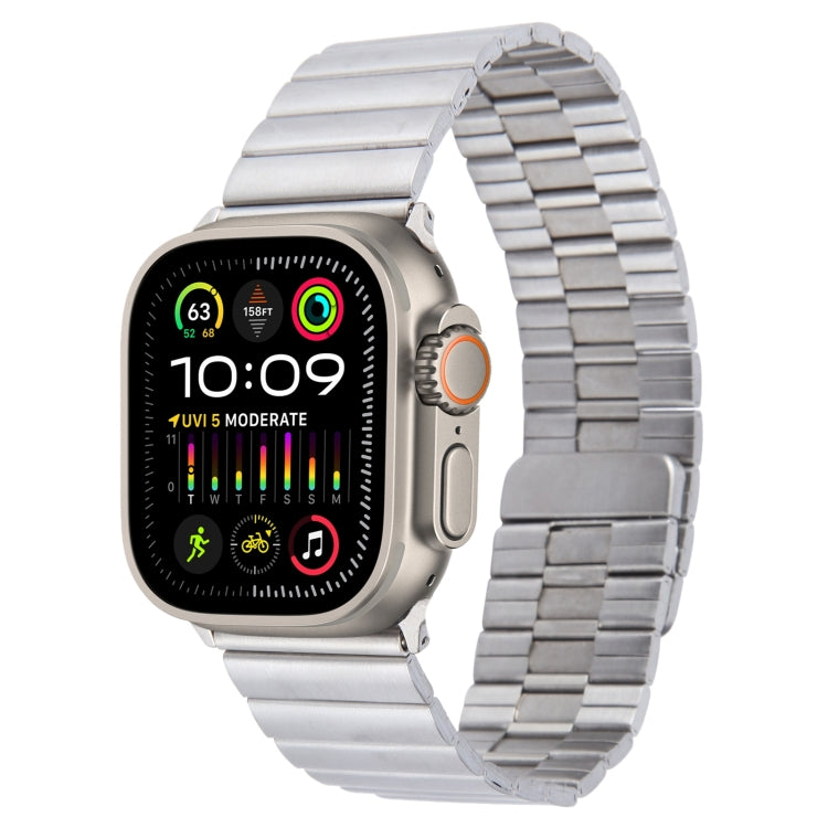 For Apple Watch Ultra 2 49mm Bamboo Stainless Steel Magnetic Watch Band(Sliver) by bashfashion