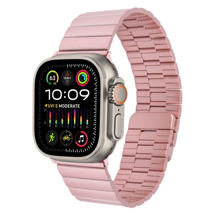 For Apple Watch Ultra 2 49mm Bamboo Stainless Steel Magnetic Watch Band(Pink) by bashfashion