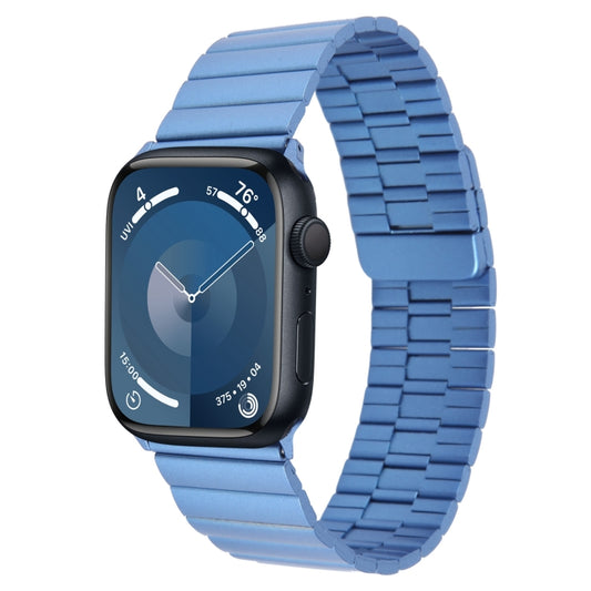 For Apple Watch Series 9 45mm Bamboo Stainless Steel Magnetic Watch Band(Blue) by bashfashion