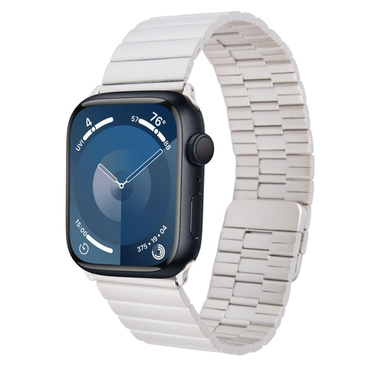 For Apple Watch Series 9 45mm Bamboo Stainless Steel Magnetic Watch Band(Starlight) by bashfashion