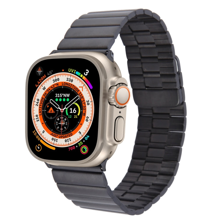 For Apple Watch Ultra 49mm Bamboo Stainless Steel Magnetic Watch Band(Black) by bashfashion