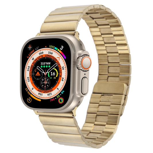 For Apple Watch Ultra 49mm Bamboo Stainless Steel Magnetic Watch Band(Gold) by bashfashion