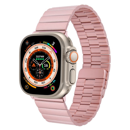 For Apple Watch Ultra 49mm Bamboo Stainless Steel Magnetic Watch Band(Pink) by bashfashion