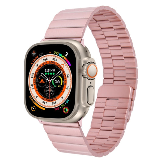 For Apple Watch Ultra 49mm Bamboo Stainless Steel Magnetic Watch Band(Pink) by bashfashion