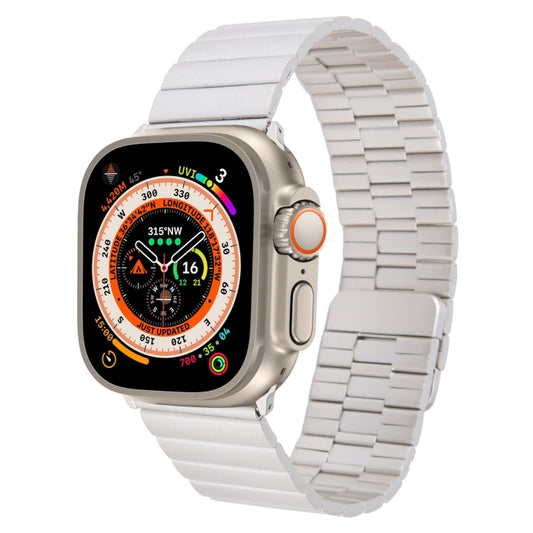 For Apple Watch Ultra 49mm Bamboo Stainless Steel Magnetic Watch Band(Starlight) by bashfashion