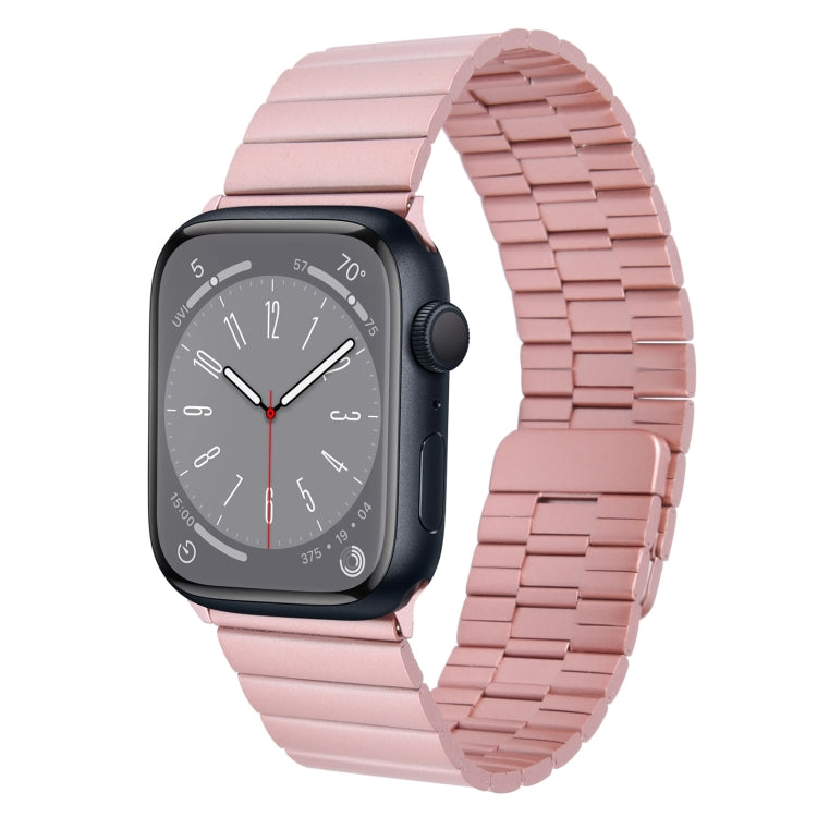 For Apple Watch Series 8 45mm Bamboo Stainless Steel Magnetic Watch Band(Pink) by bashfashion