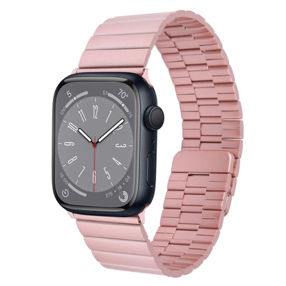 For Apple Watch Series 8 45mm Bamboo Stainless Steel Magnetic Watch Band(Pink) by bashfashion
