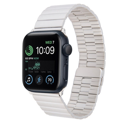 For Apple Watch SE 2022 40mm Bamboo Stainless Steel Magnetic Watch Band(Starlight) by bashfashion