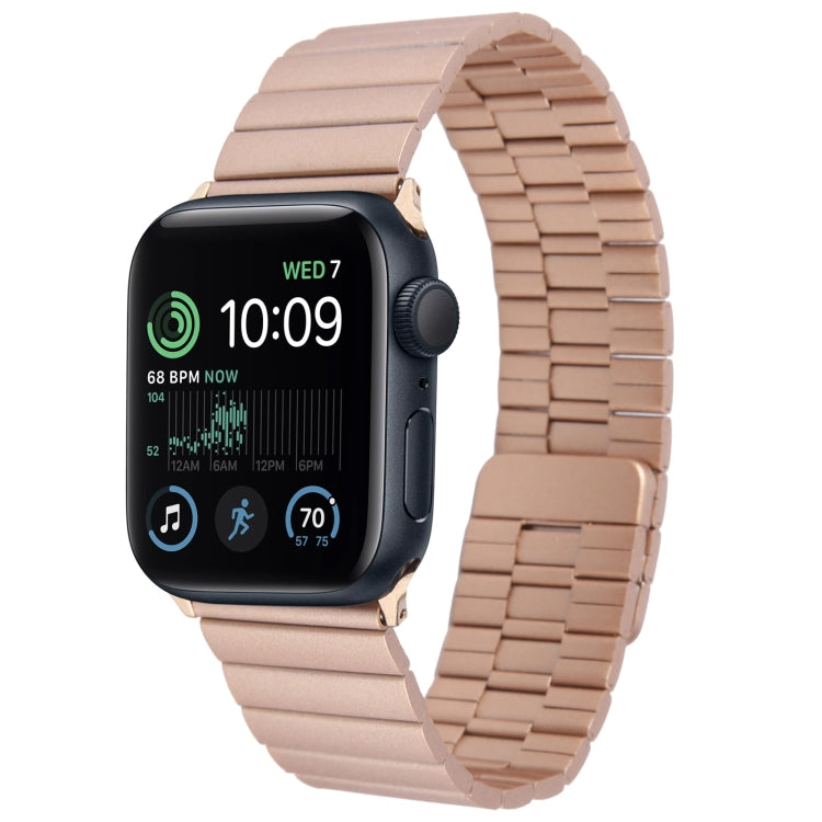 For Apple Watch SE 2022 44mm Bamboo Stainless Steel Magnetic Watch Band(Rose Gold) by bashfashion