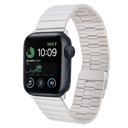 For Apple Watch SE 2022 44mm Bamboo Stainless Steel Magnetic Watch Band(Starlight) by bashfashion