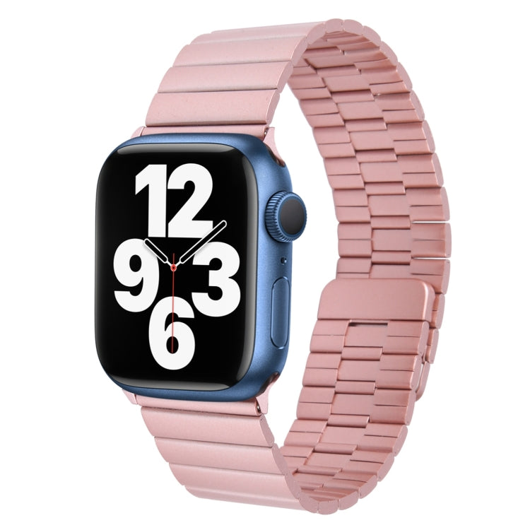 For Apple Watch Series 7 41mm Bamboo Stainless Steel Magnetic Watch Band(Pink) by bashfashion