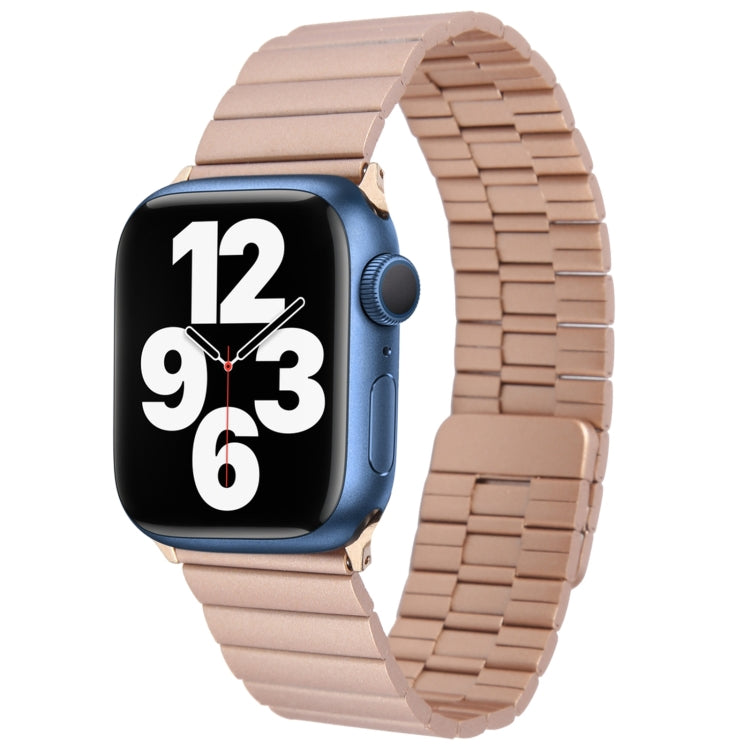 For Apple Watch SE 44mm Bamboo Stainless Steel Magnetic Watch Band(Rose Gold) by bashfashion