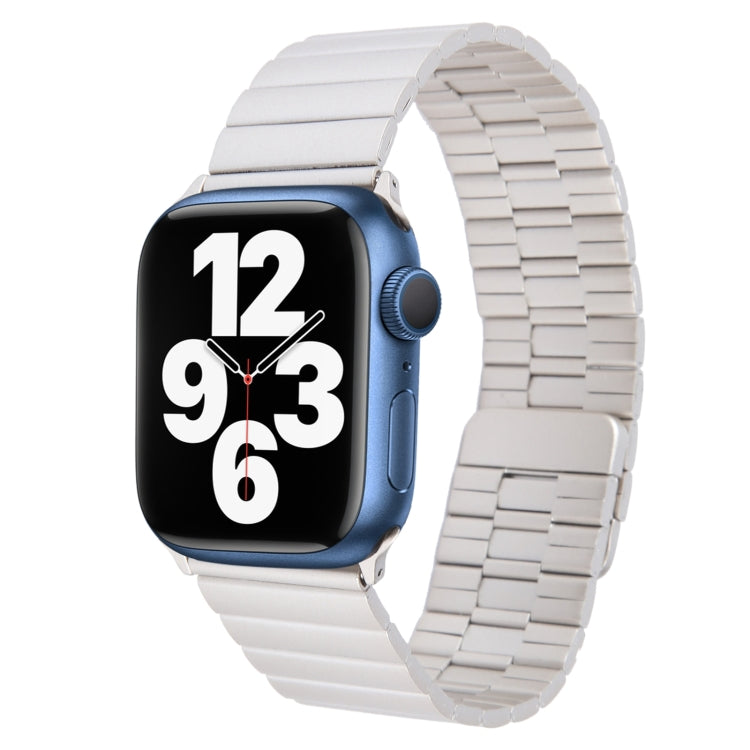 For Apple Watch SE 44mm Bamboo Stainless Steel Magnetic Watch Band(Starlight) by bashfashion