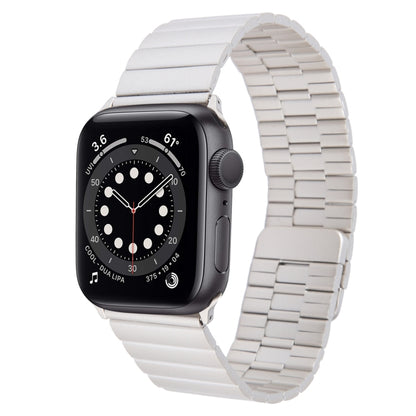 For Apple Watch Series 6 40mm Bamboo Stainless Steel Magnetic Watch Band(Starlight) by bashfashion