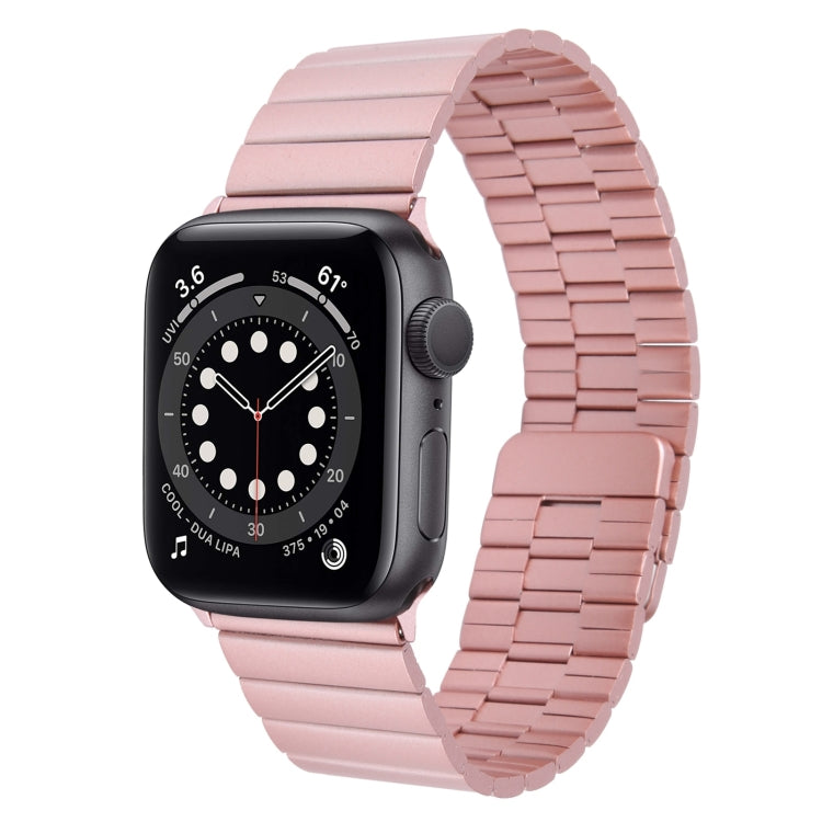 For Apple Watch Series 6 44mm Bamboo Stainless Steel Magnetic Watch Band(Pink) by bashfashion