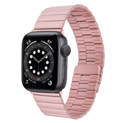 For Apple Watch Series 6 44mm Bamboo Stainless Steel Magnetic Watch Band(Pink) by bashfashion
