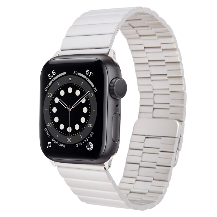 For Apple Watch Series 6 44mm Bamboo Stainless Steel Magnetic Watch Band(Starlight) by bashfashion