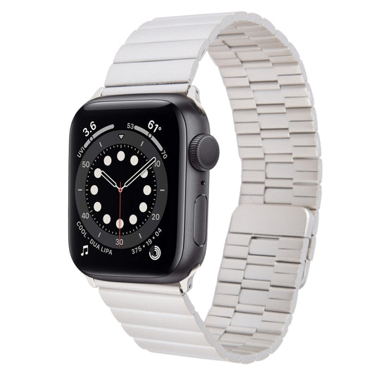 For Apple Watch Series 6 44mm Bamboo Stainless Steel Magnetic Watch Band(Starlight) by bashfashion