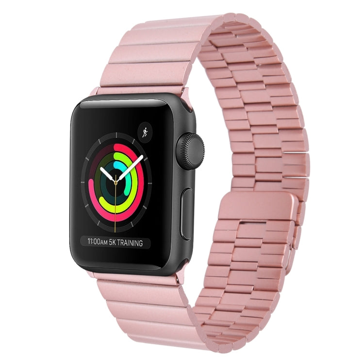 For Apple Watch Series 3 42mm Bamboo Stainless Steel Magnetic Watch Band(Pink) by bashfashion
