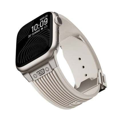 For Apple Watch Series 5 44mm Vertical Texture Titanium Buckle Elastic Silicone Watch Band(Starlight) by bashfashion