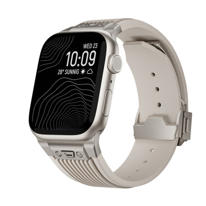 For Apple Watch 42mm Vertical Texture Titanium Buckle Elastic Silicone Watch Band(Starlight) by bashfashion