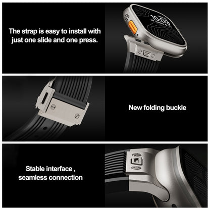 For Apple Watch 42mm Vertical Texture Titanium Buckle Elastic Silicone Watch Band(Starlight) by bashfashion