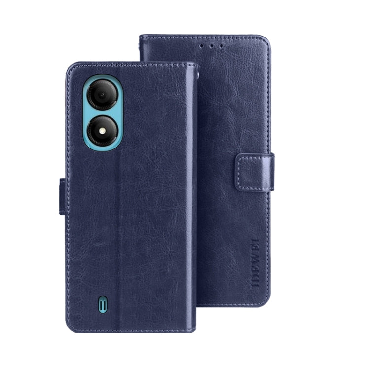 For ZTE Blade A33S idewei Crazy Horse Texture Leather Phone Case(Blue) by idewei