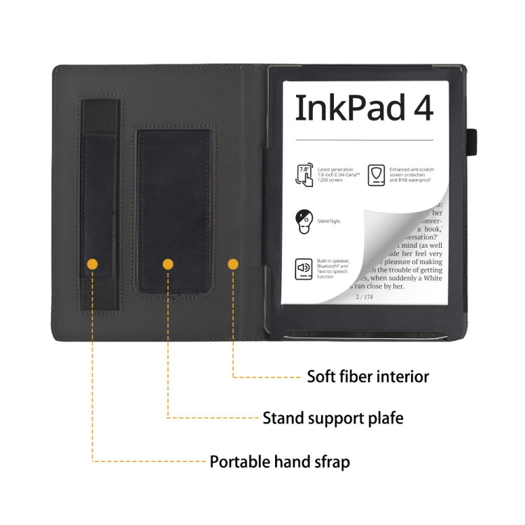 For Pocketbook InkPad 4 / Color 2 / 3 Calfskin Leather Smart Tablet Case(Black) by bashfashion
