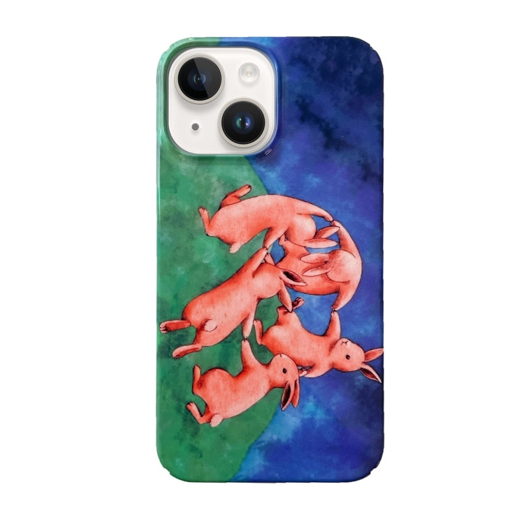 For iPhone 15 Cartoon Film Craft Hard PC Phone Case(Dancing Rabbit) by bashfashion
